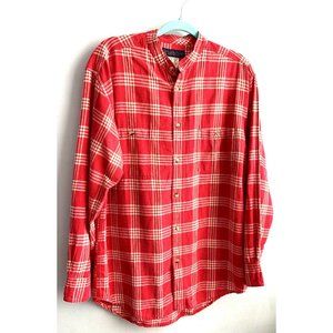 Christopher Rand Shirt Mens M Pink/White Check Stand Collar Button Up  Pockets